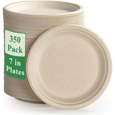 Les plateaux en papier de bagasse de canne à sucre de 7 pouces sont biodégradables